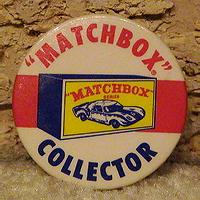 [This pin originally came with the membership kit for the U.S. "Matchbox" Collectors Club. Formed in 1966, the club featured quarterly newsletters with information and contests aimed at younger collectors. The club remained active until the end of the Lesney era.  This appears to be a laminated design making it the earliest (and most desirable) of the club buttons]